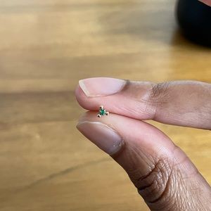 Sacred Symbols Gemmed Three Bead with Emerald Threadless End